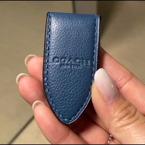 New authentic COACH money clip wallet magnetic leather blue cobalt. Never used!